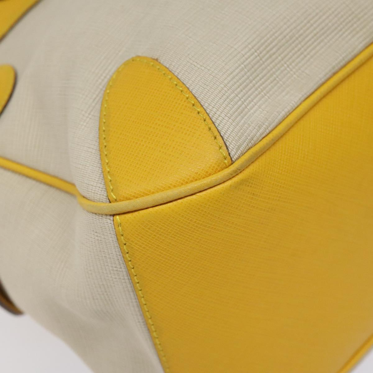 Salvatore Ferragamo Gancini Hand Bag Canvas Yellow Silver Auth fm4395