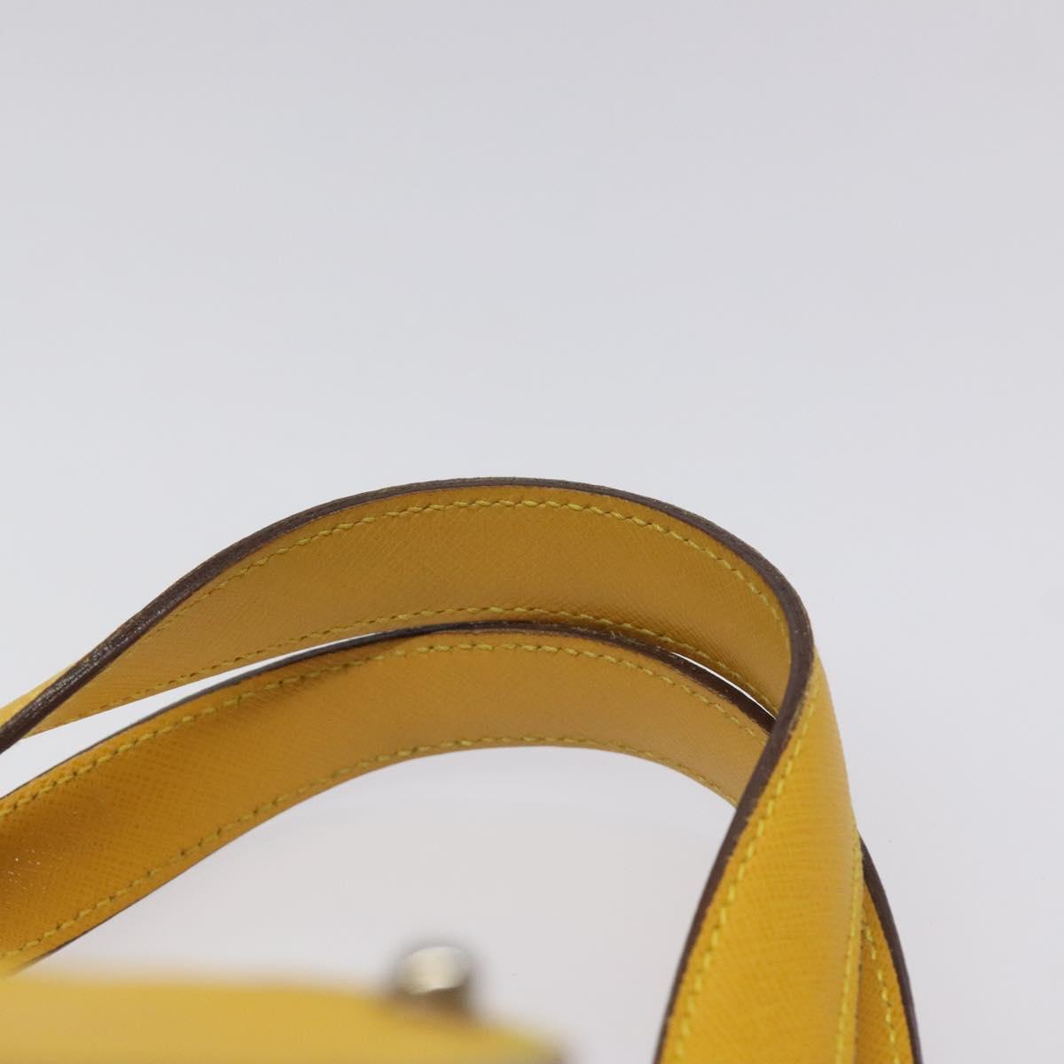 Salvatore Ferragamo Gancini Hand Bag Canvas Yellow Silver Auth fm4395