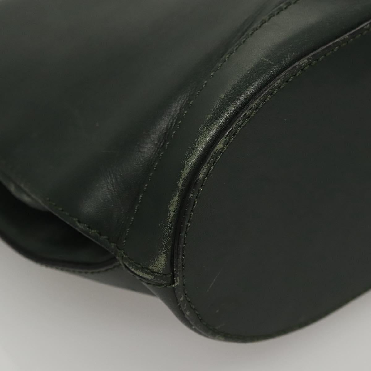 CELINE Shoulder Bag Leather Green Gold Auth fm4450