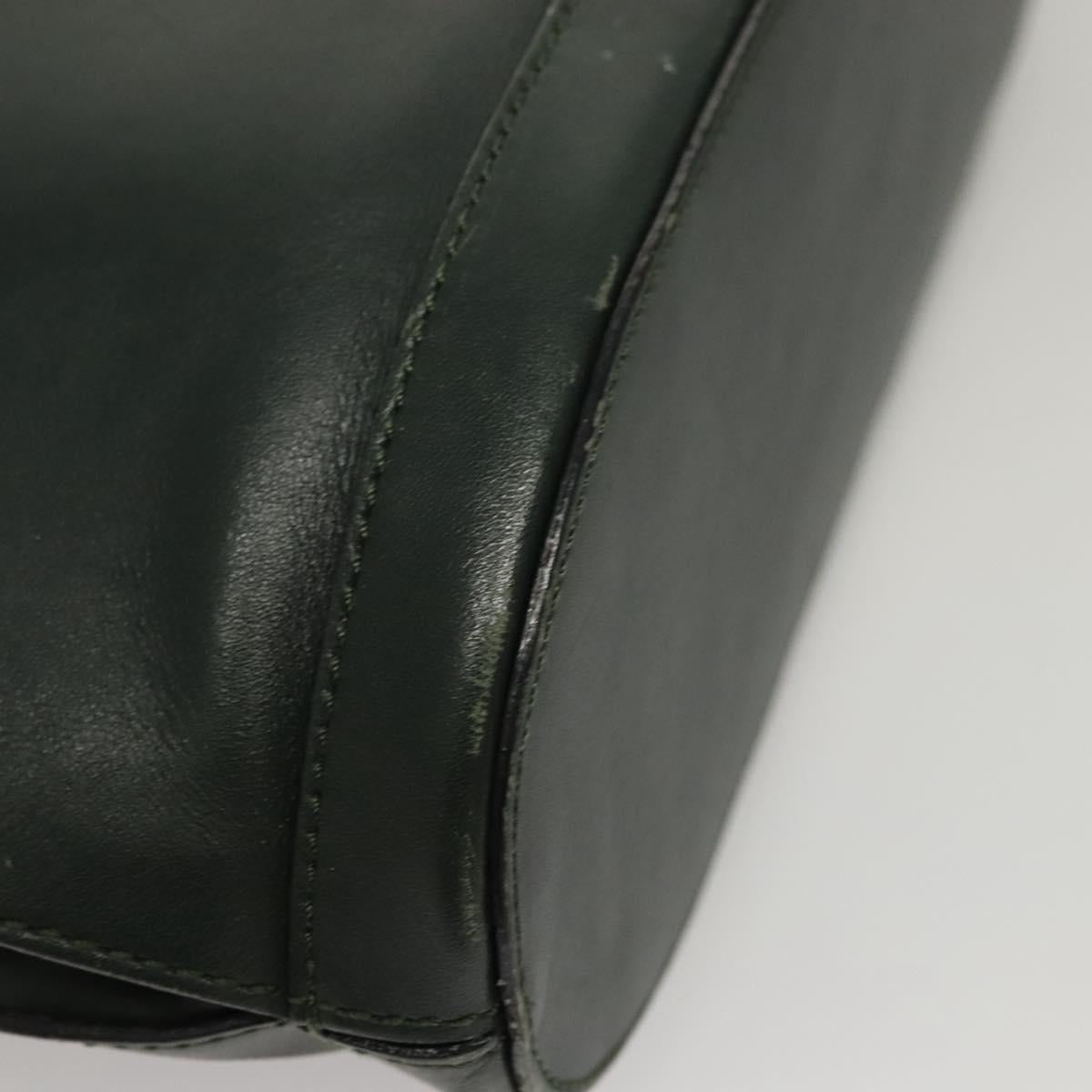 CELINE Shoulder Bag Leather Green Gold Auth fm4450