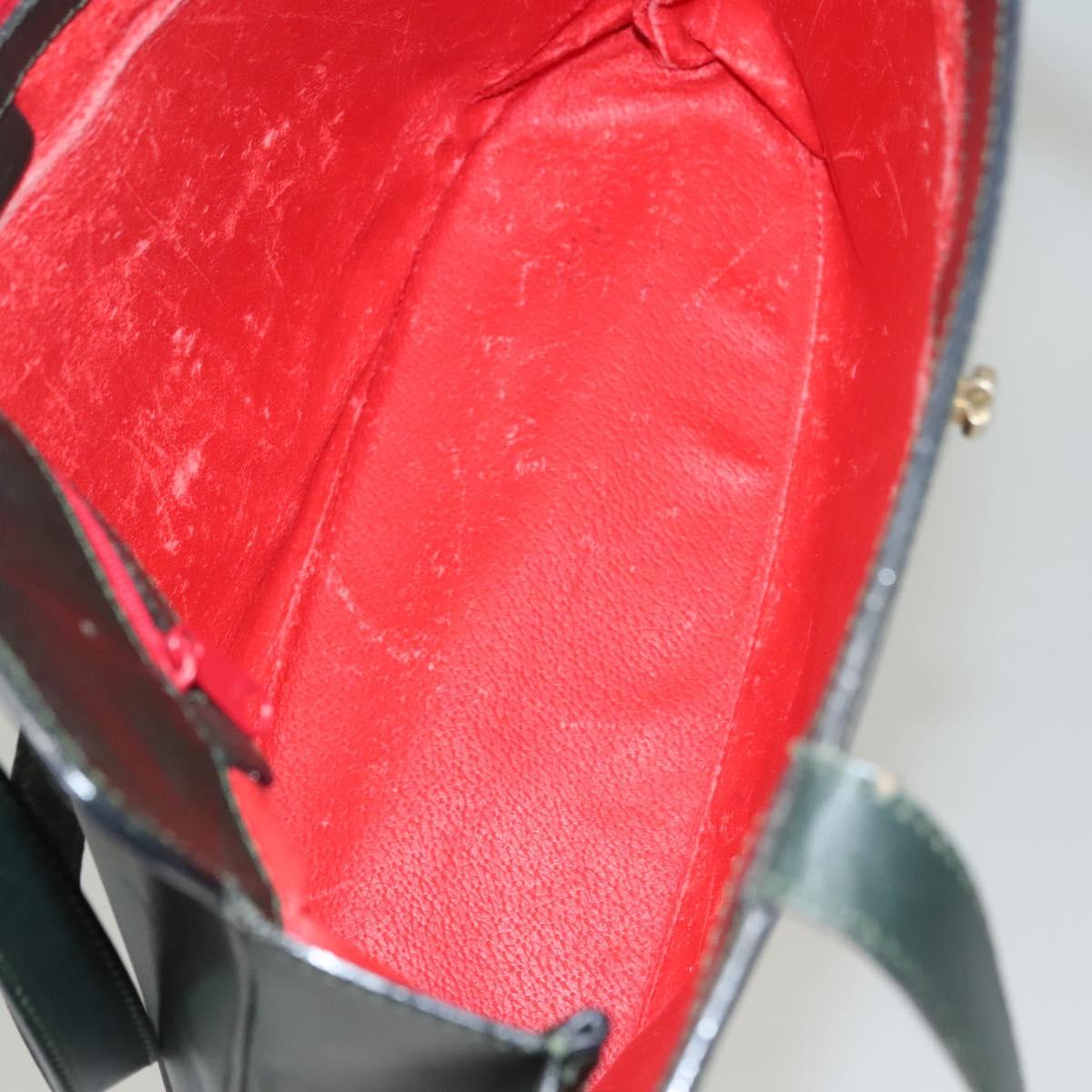 CELINE Shoulder Bag Leather Green Gold Auth fm4450