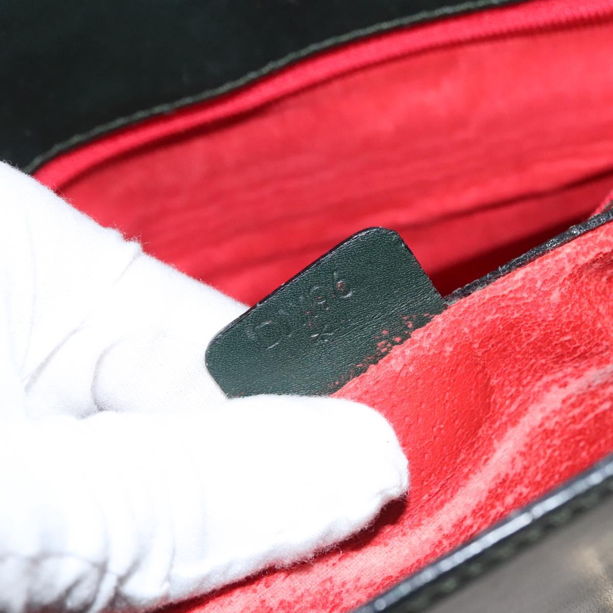 CELINE Shoulder Bag Leather Green Gold Auth fm4450