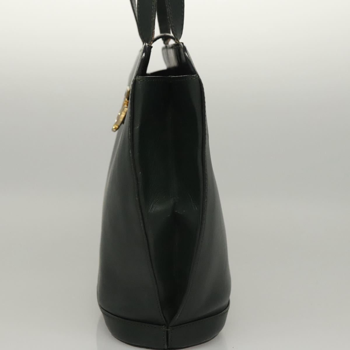 CELINE Shoulder Bag Leather Green Gold Auth fm4450