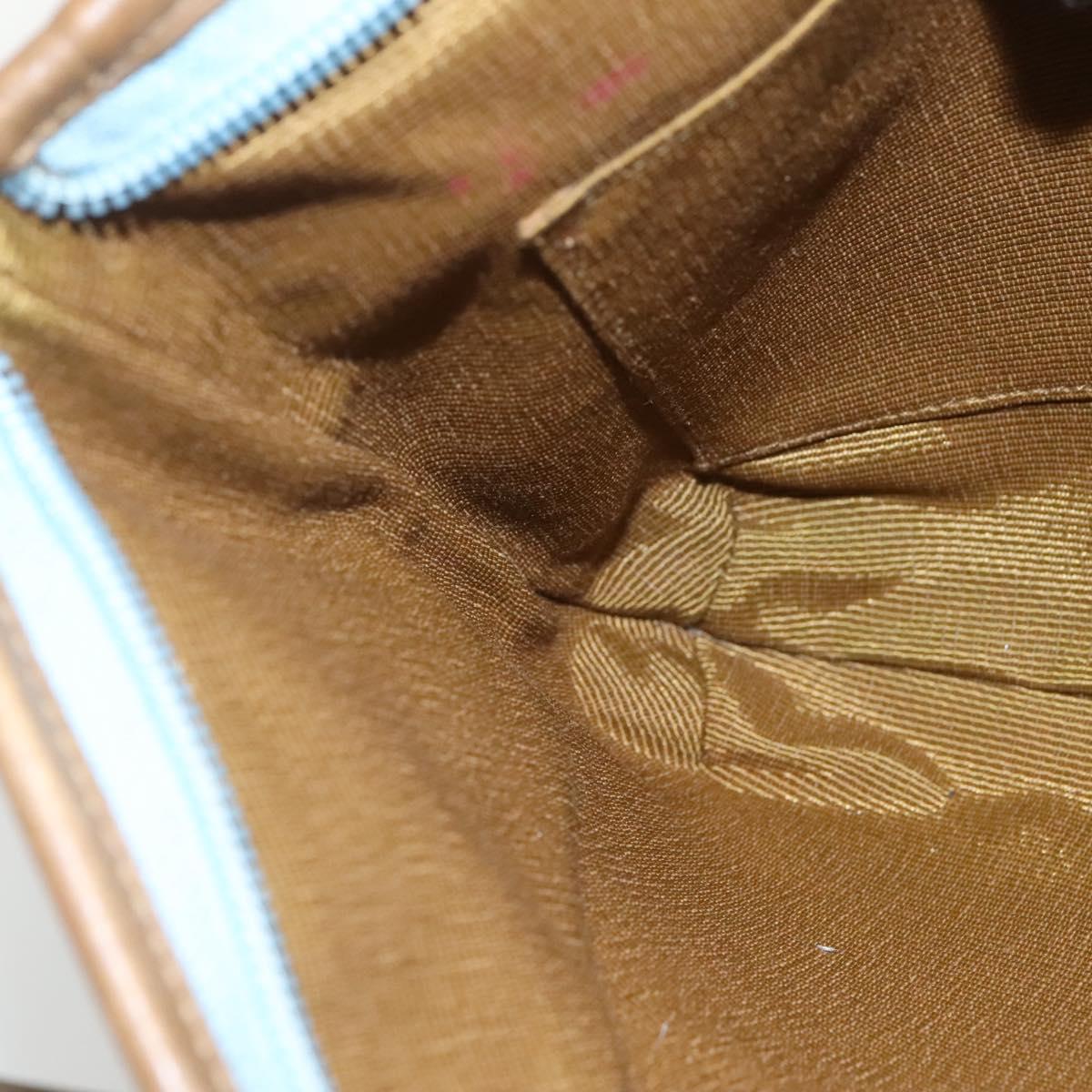 Salvatore Ferragamo Gancini Shoulder Bag Canvas Light Blue gold Auth fm4454