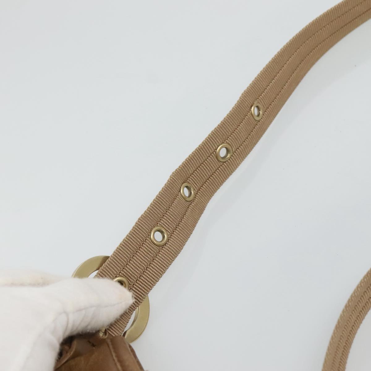 Salvatore Ferragamo Gancini Shoulder Bag Canvas Light Blue gold Auth fm4454