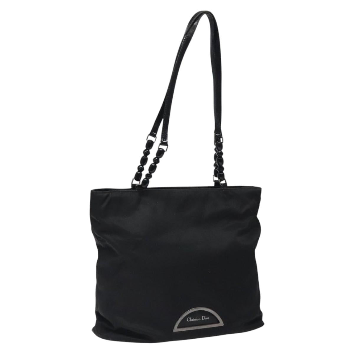 Christian Dior Tote Bag Nylon Black Silver Auth fm4460