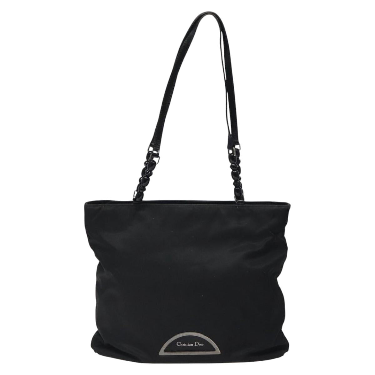 Christian Dior Tote Bag Nylon Black Silver Auth fm4460