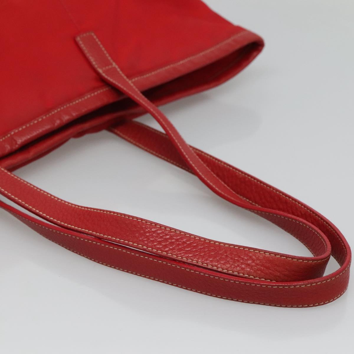 PRADA Tote Bag Nylon Red Gold Auth fm4463
