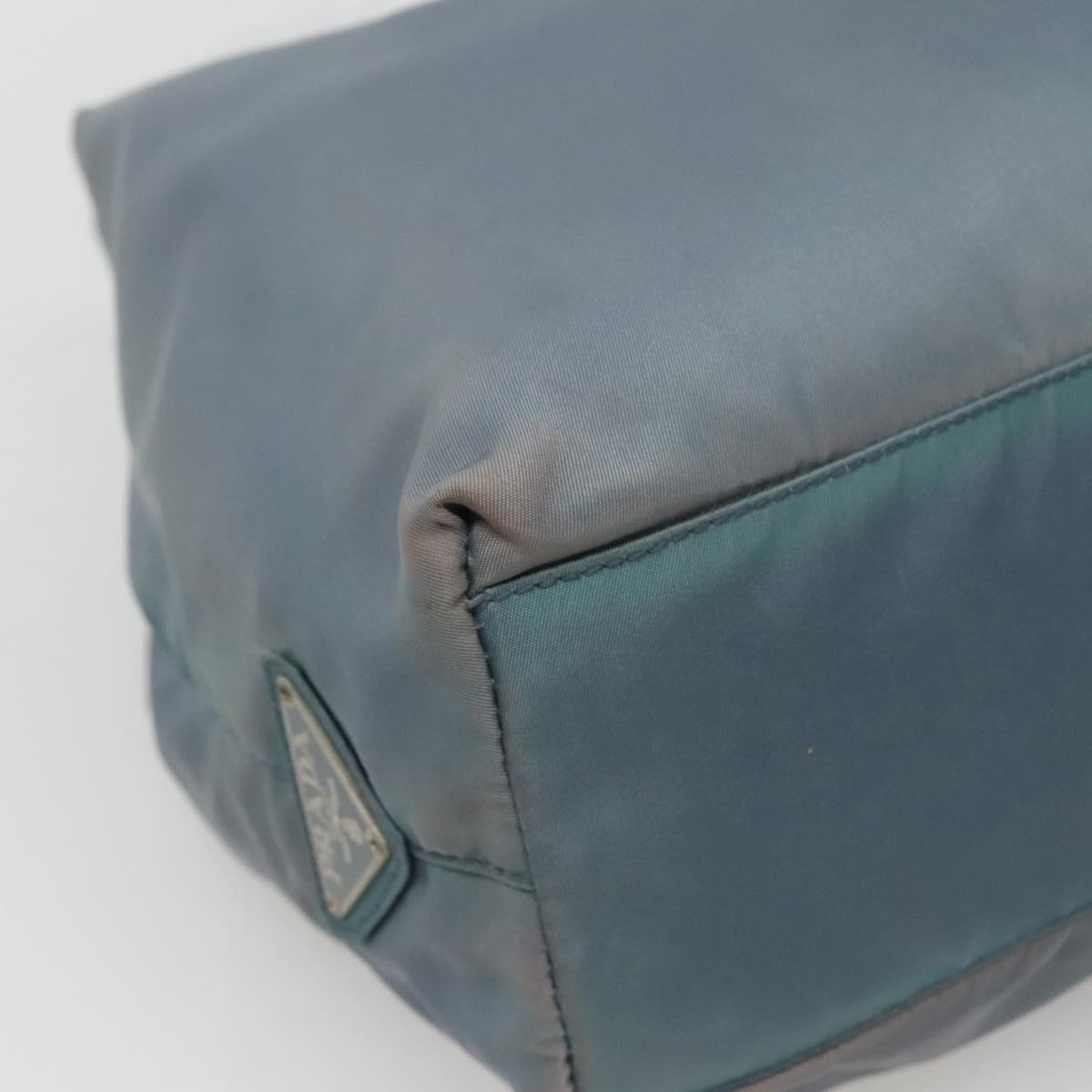 PRADA Hand Bag Nylon plastic Light Blue Silver clear Auth fm4546