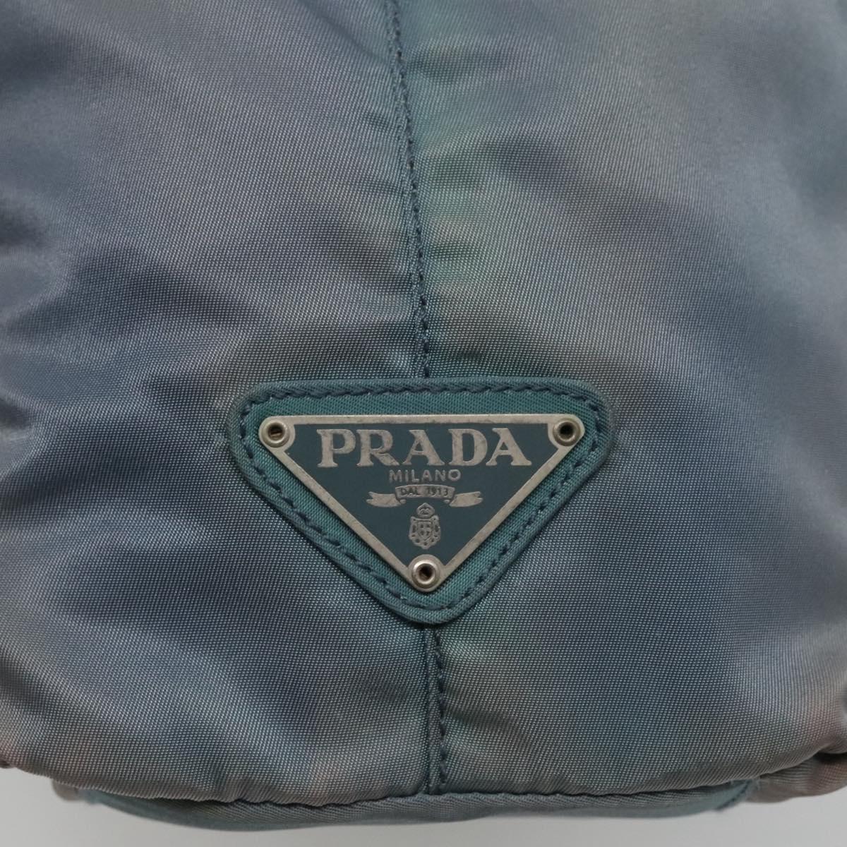 PRADA Hand Bag Nylon plastic Light Blue Silver clear Auth fm4546