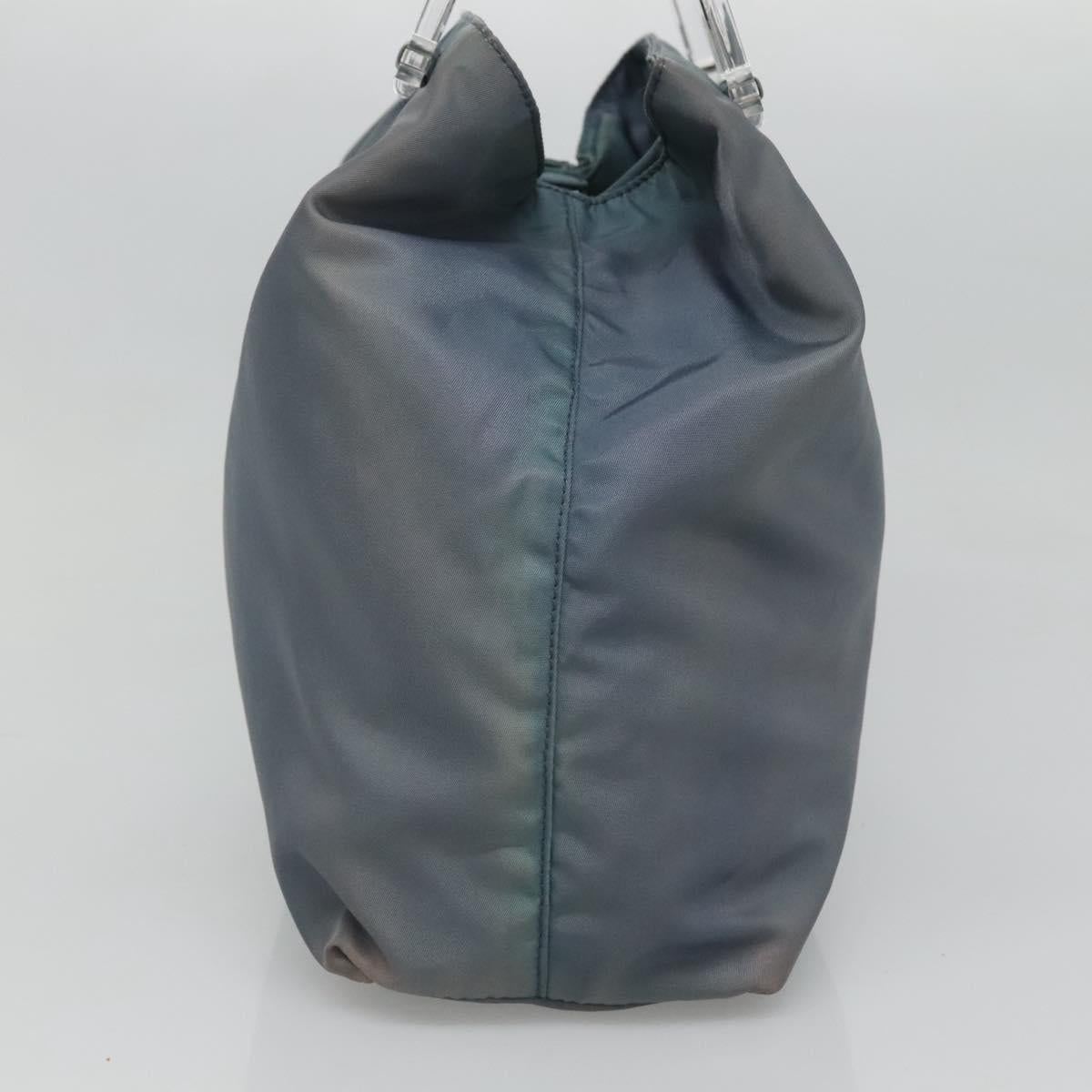 PRADA Hand Bag Nylon plastic Light Blue Silver clear Auth fm4546