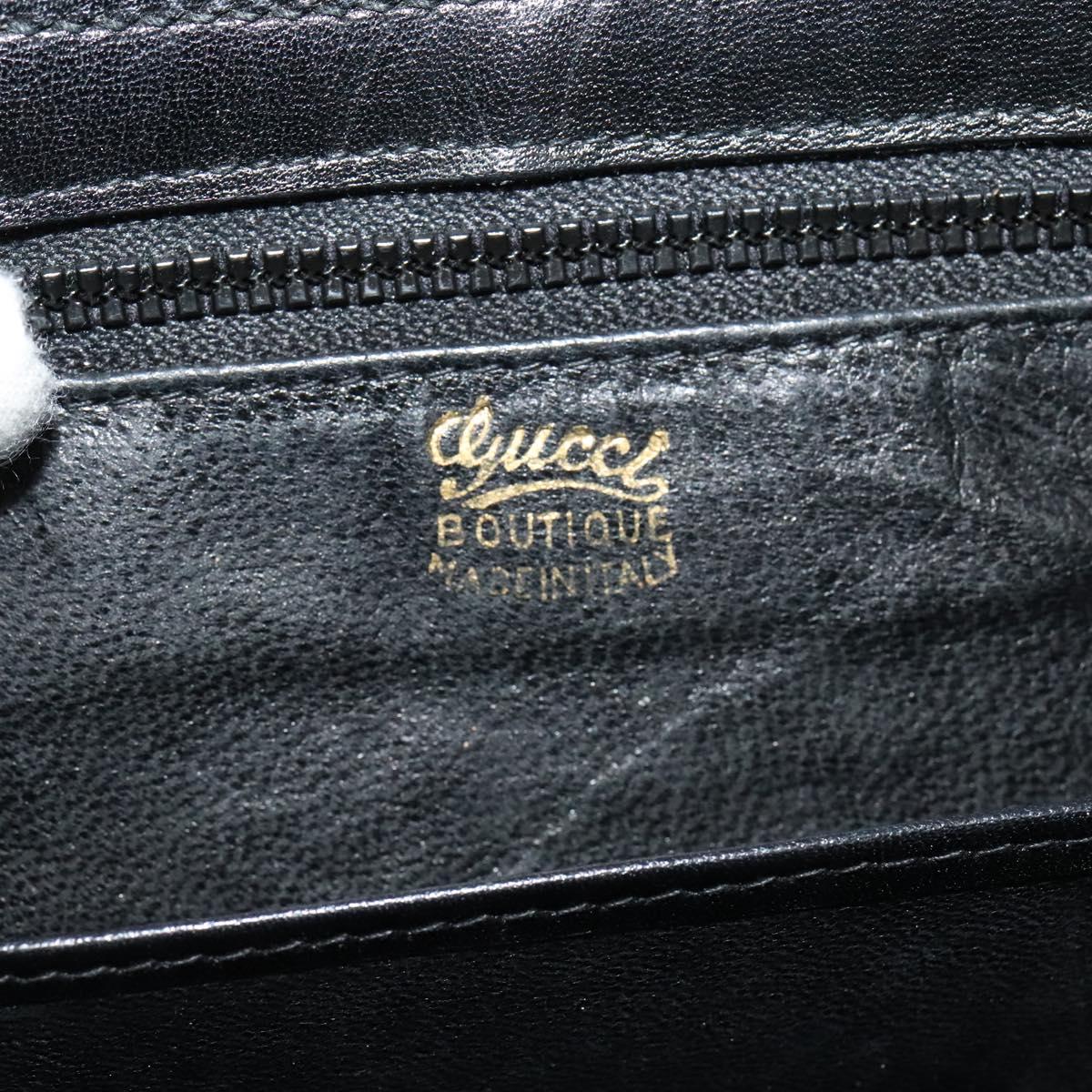 GUCCI Shoulder Bag Leather Black Gold Auth fm4548