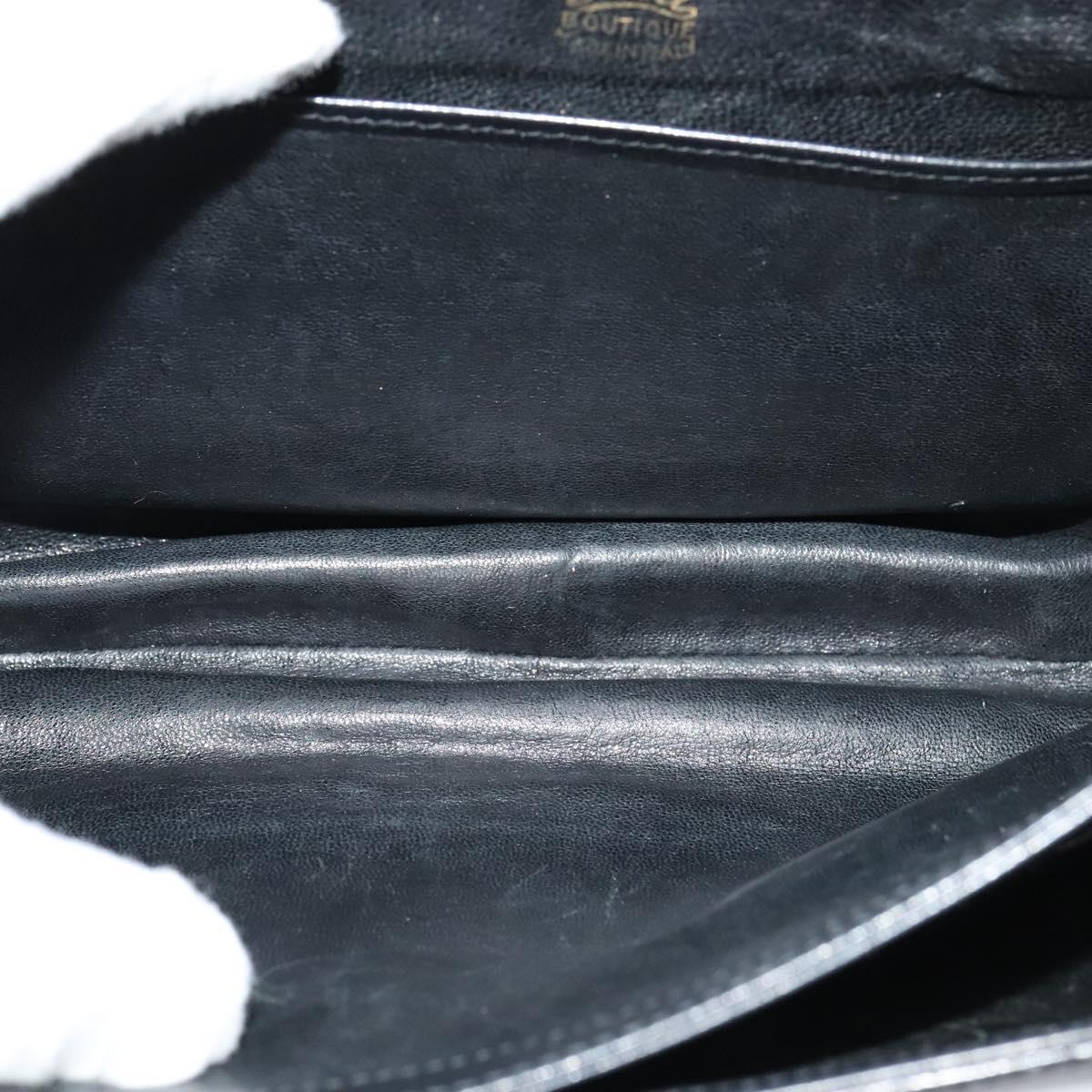 GUCCI Shoulder Bag Leather Black Gold Auth fm4548