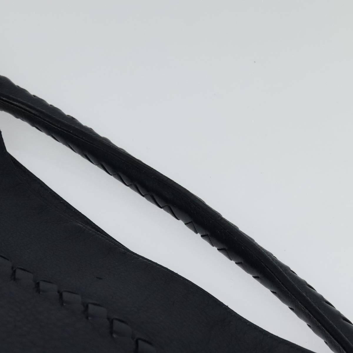 BOTTEGA VENETA INTRECCIATO Shoulder Bag Leather Navy Silver Auth fm4552