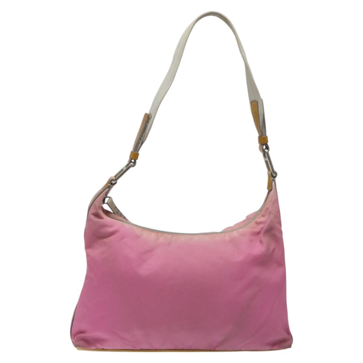 PRADA Shoulder Bag Nylon Pink Silver Auth fm4561
