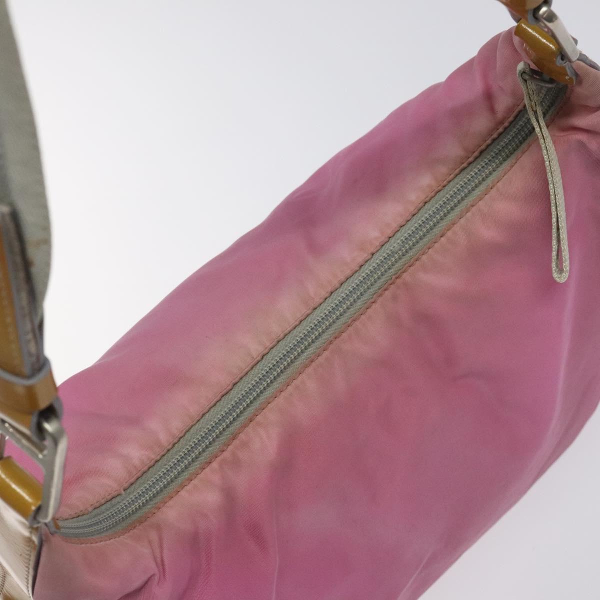 PRADA Shoulder Bag Nylon Pink Silver Auth fm4561