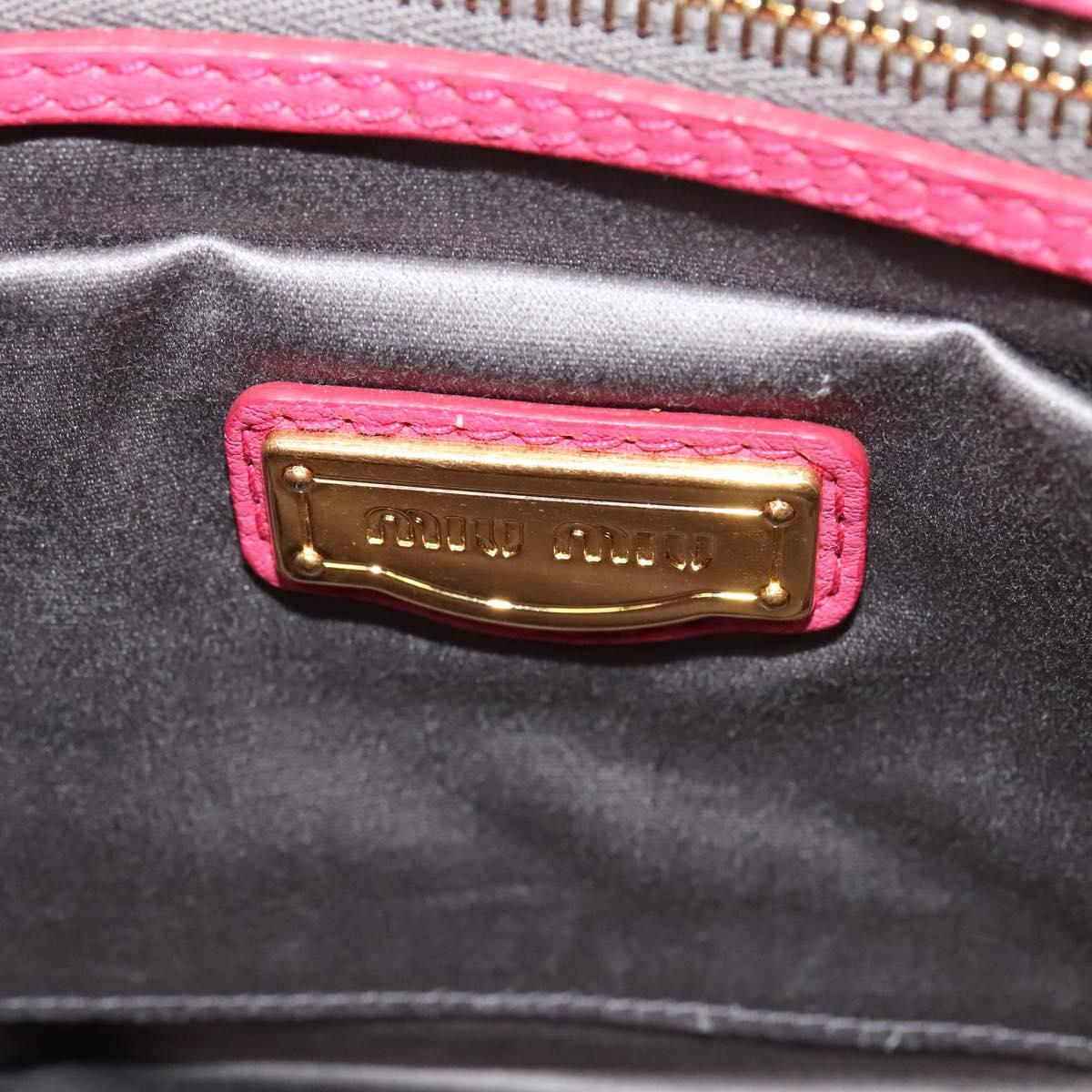 Miu Miu Vittello Caribbean Hand Bag Leather 2way Pink Gold Auth fm4567