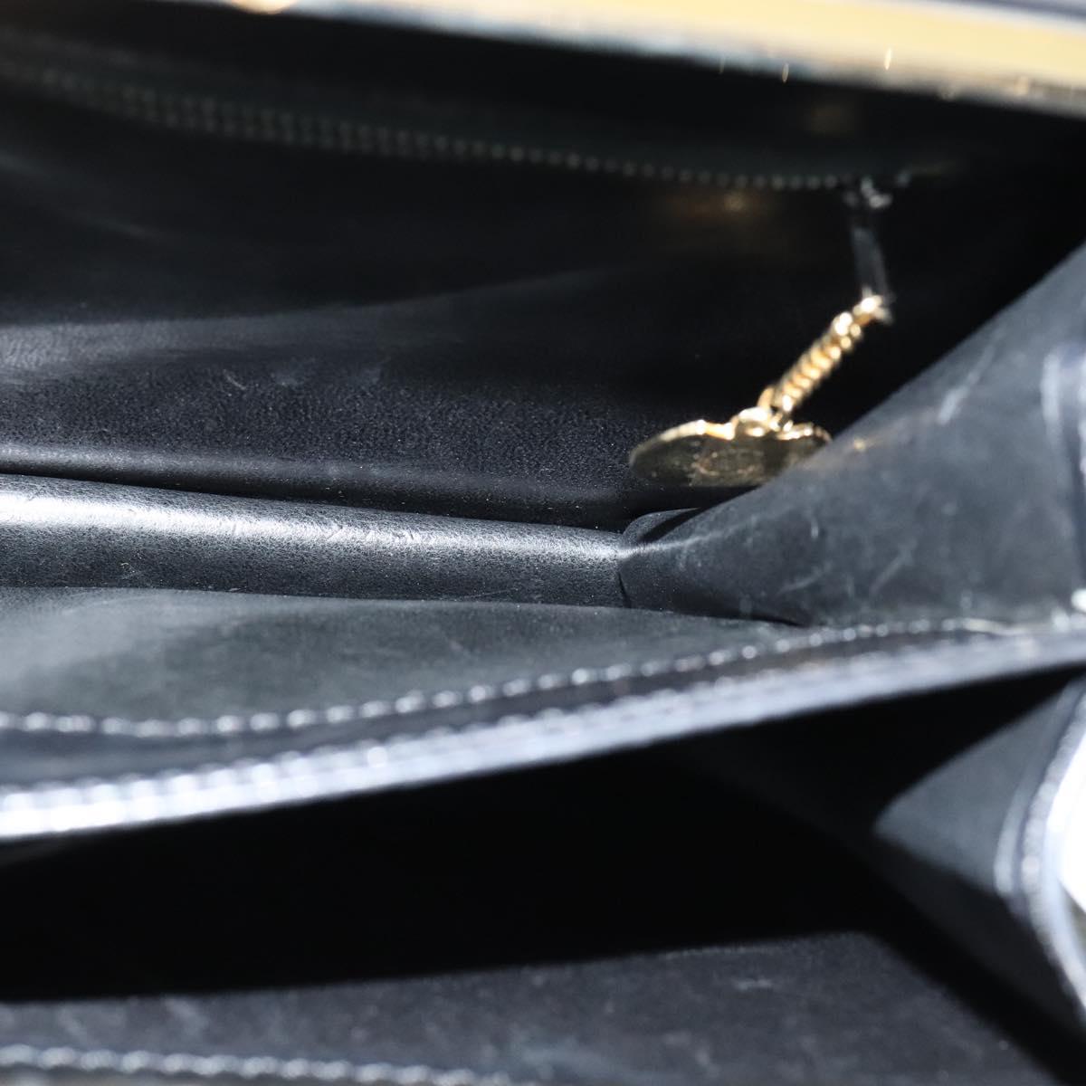 CELINE Shoulder Bag Leather Black Gold Auth fm4568