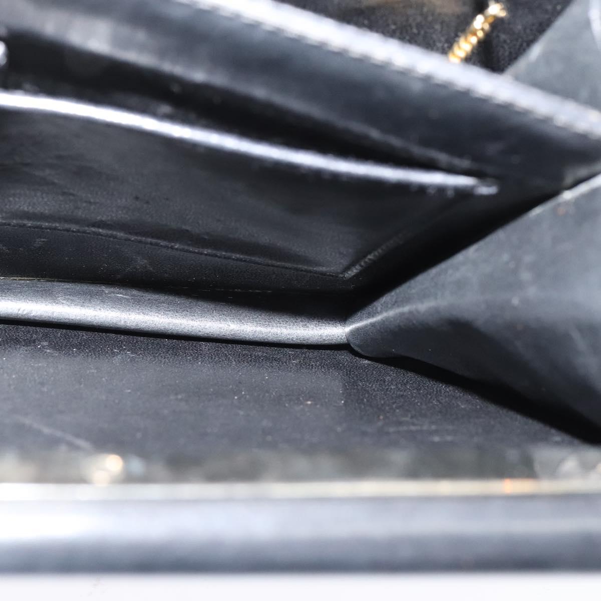 CELINE Shoulder Bag Leather Black Gold Auth fm4568