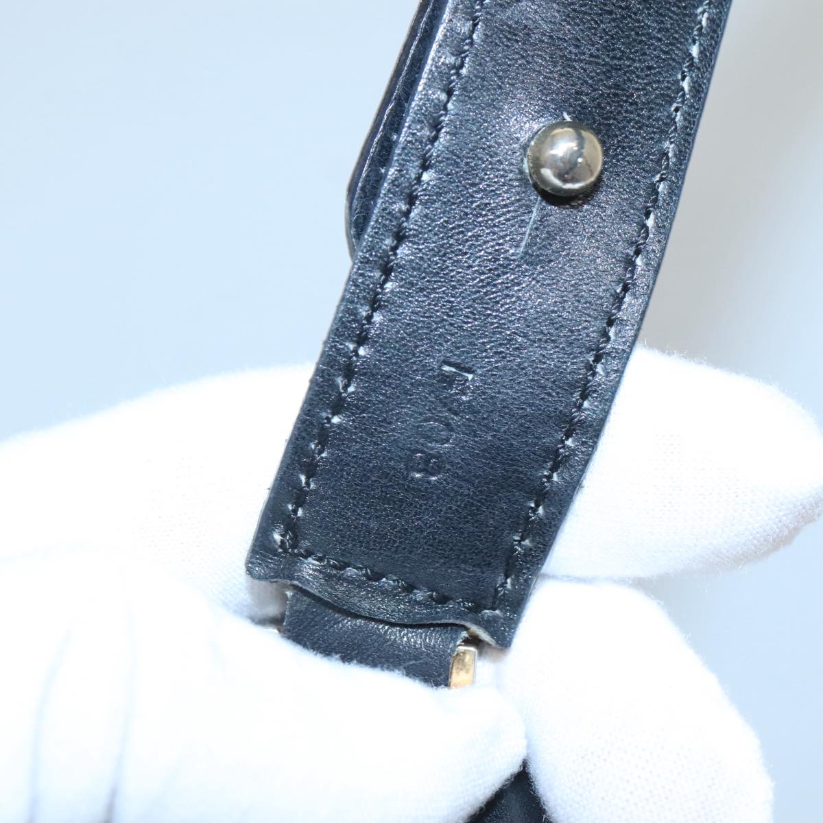 CELINE Shoulder Bag Leather Black Gold Auth fm4568