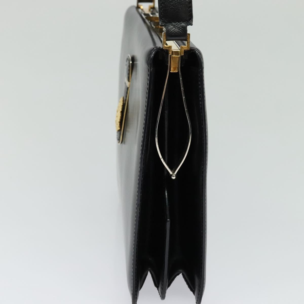 CELINE Shoulder Bag Leather Black Gold Auth fm4568