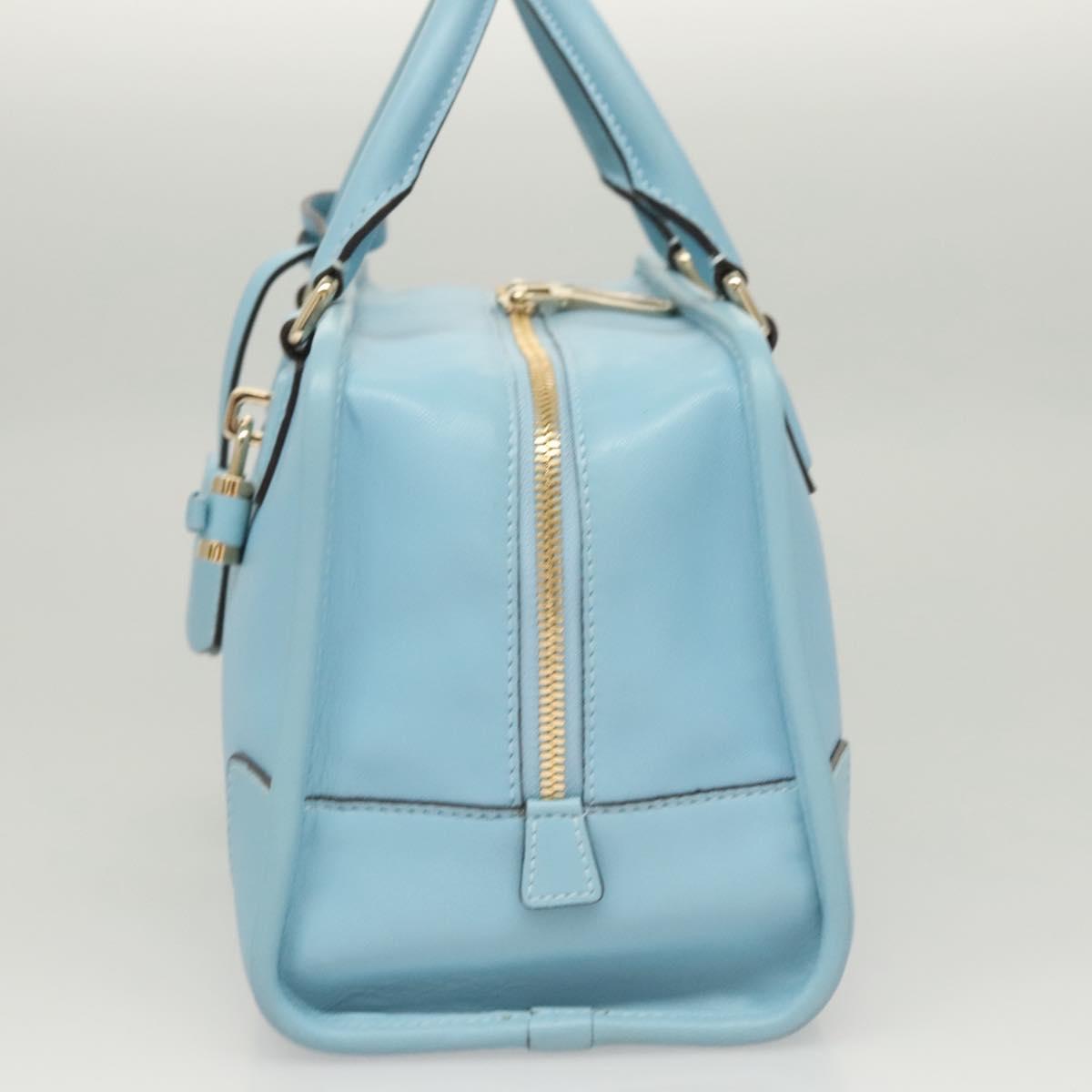 LOEWE Anagram Amazona 28 Hand Bag Leather Light Blue Gold Auth fm4572