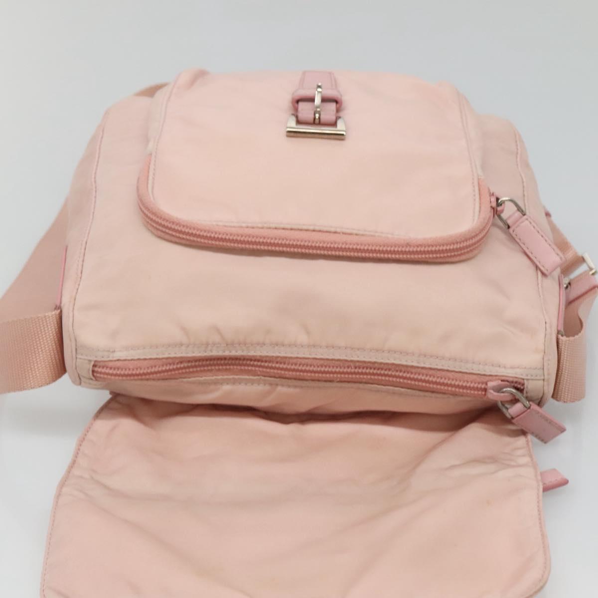 PRADA Shoulder Bag Nylon Pink Silver Auth fm4604