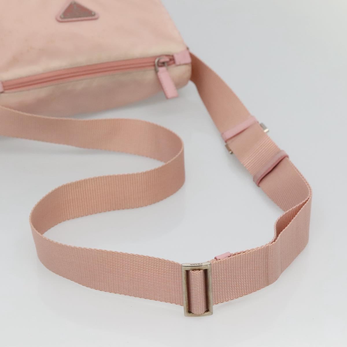 PRADA Shoulder Bag Nylon Pink Silver Auth fm4604