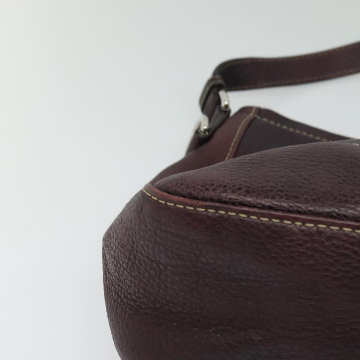 GUCCI Shoulder Bag Leather Wine Red Silver 247400 Auth fm4612