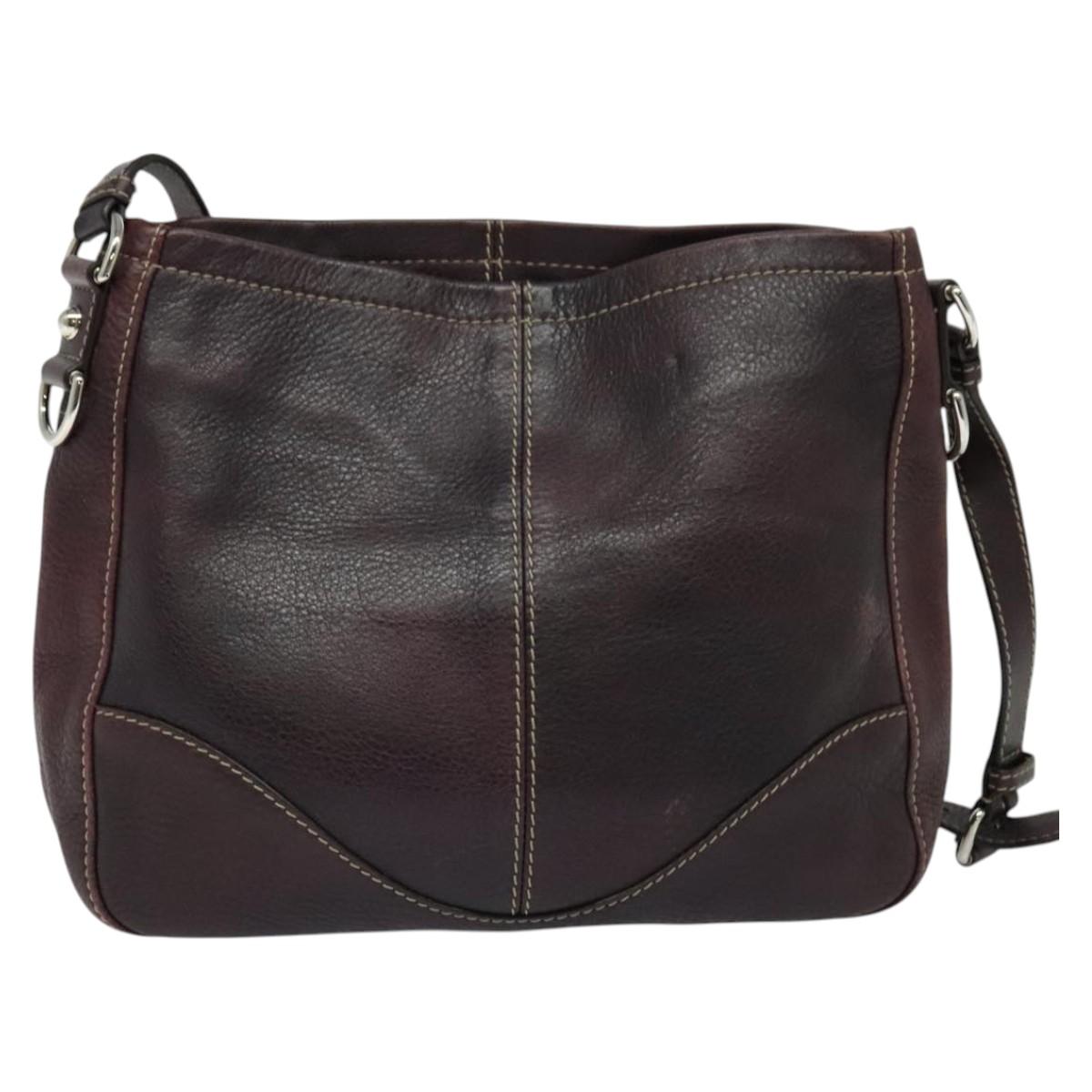 GUCCI Shoulder Bag Leather Wine Red Silver 247400 Auth fm4612