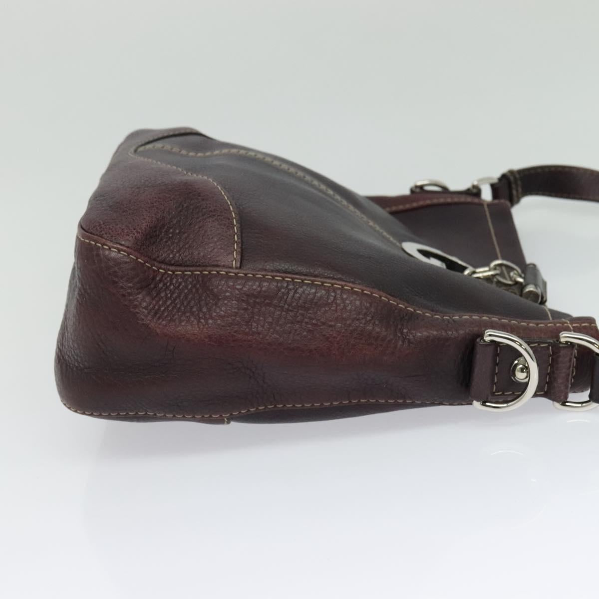 GUCCI Shoulder Bag Leather Wine Red Silver 247400 Auth fm4612