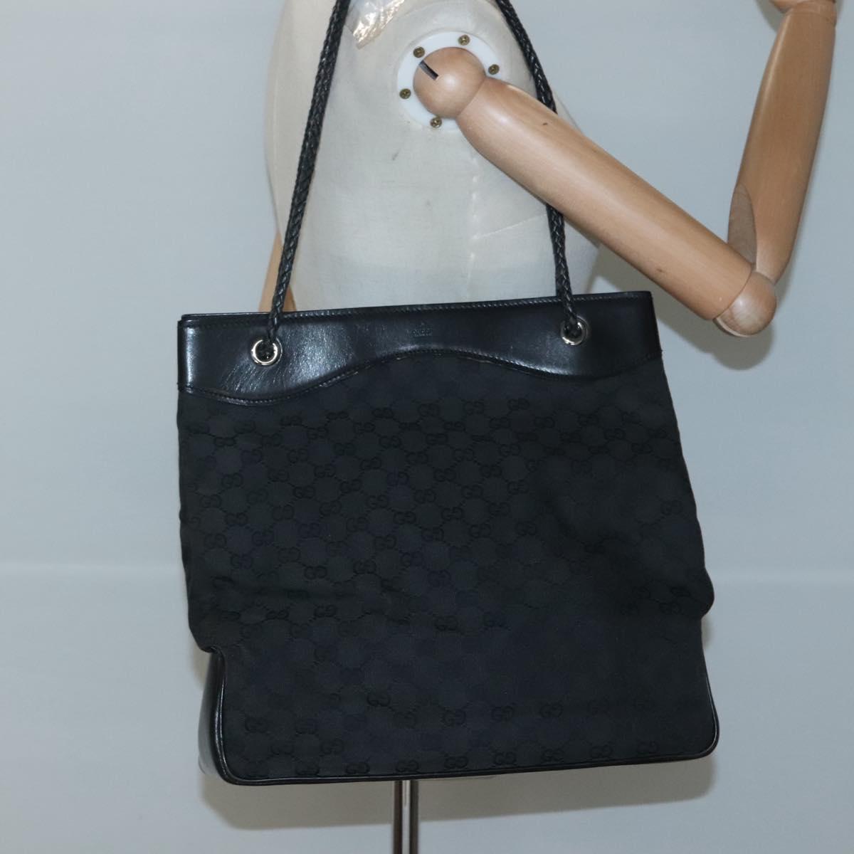 GUCCI GG Canvas Shoulder Bag Black 109141 Auth fm4617
