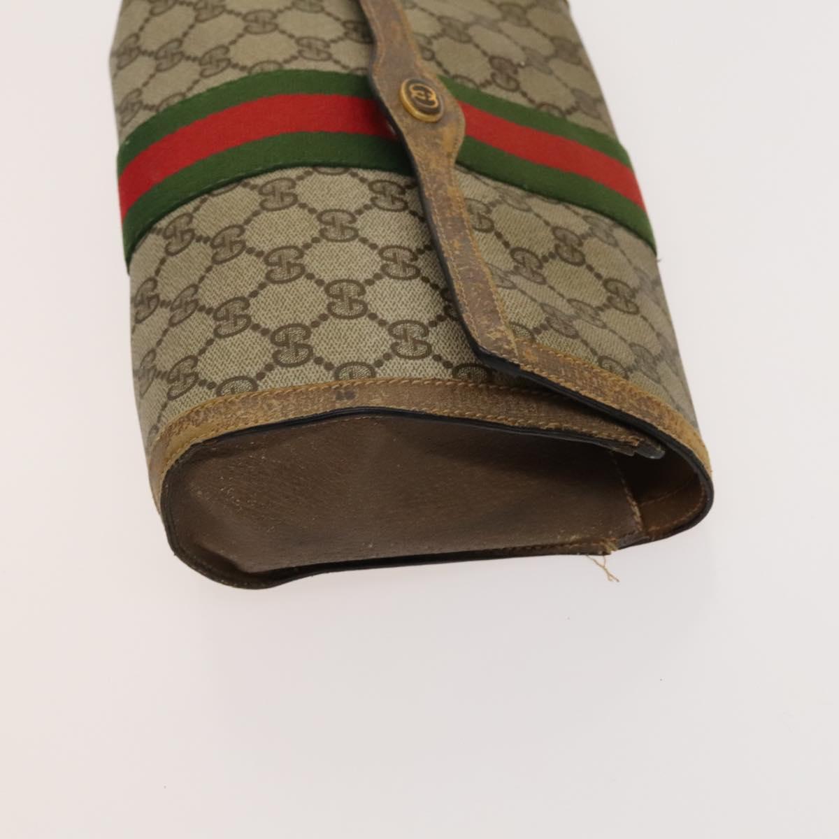 GUCCI GG Canvas Pouch Web Sherry Line Hand Bag 3Set Beige Red Auth fm4632