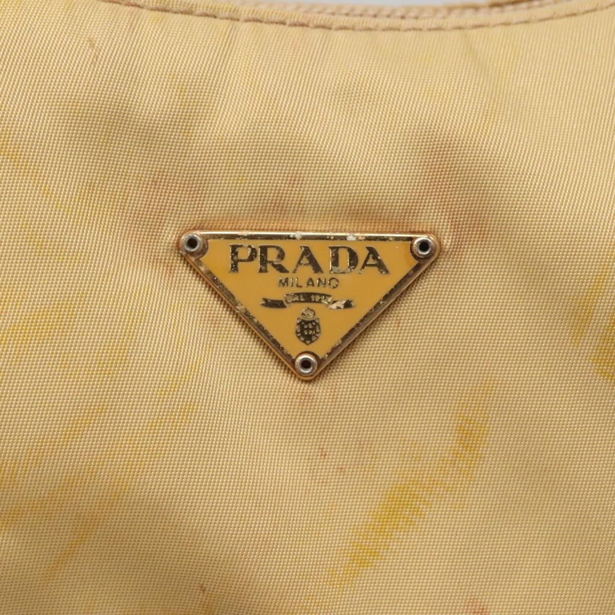 PRADA Accessory Pouch Nylon Beige Auth fm4643