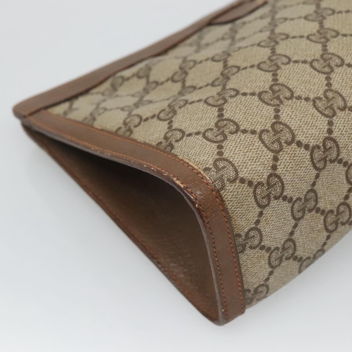 GUCCI GG Supreme Web Sherry Line Clutch Bag PVC Beige Red 89 01 033 Auth fm4647