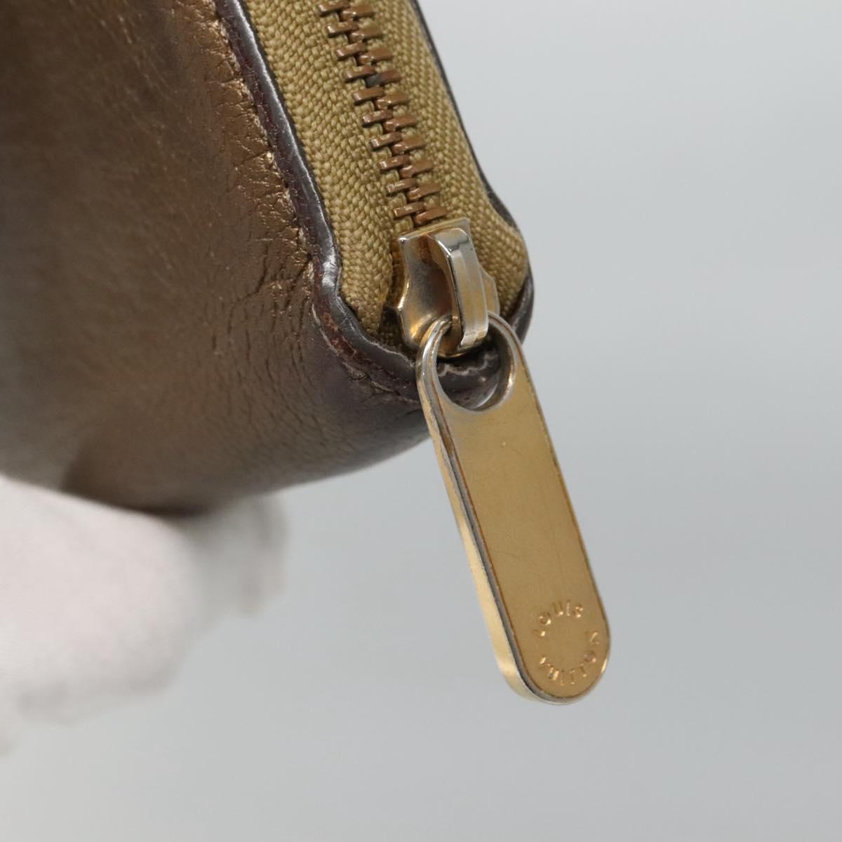 LOUIS VUITTON Suhari Zippy Wallet Leather Bronze M95701 LV Auth fm4650
