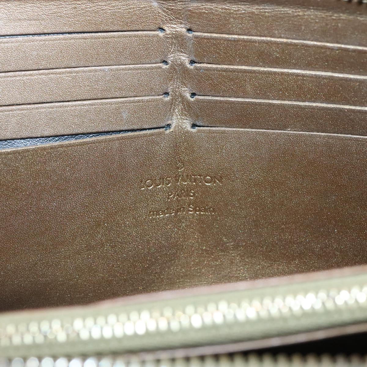 LOUIS VUITTON Suhari Zippy Wallet Leather Bronze M95701 LV Auth fm4650