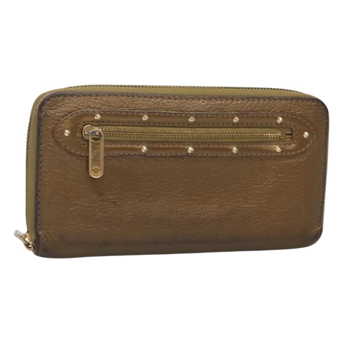 LOUIS VUITTON Suhari Zippy Wallet Leather Bronze M95701 LV Auth fm4650