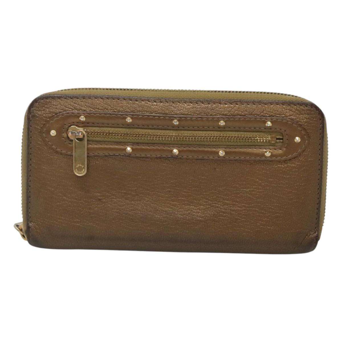 LOUIS VUITTON Suhari Zippy Wallet Leather Bronze M95701 LV Auth fm4650