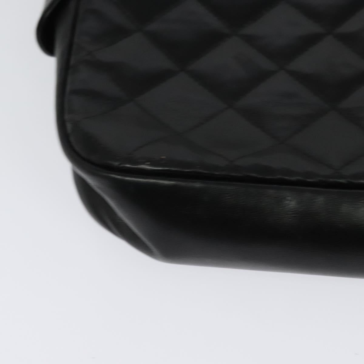 CHANEL Matelasse Chain Shoulder Bag Lamb Skin Black Gold CC Auth fm4668