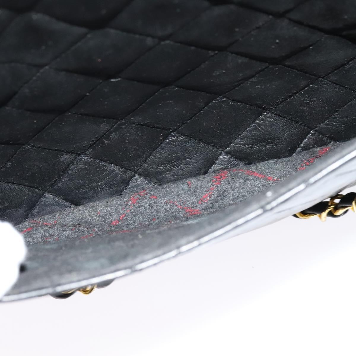 CHANEL Matelasse Chain Shoulder Bag Lamb Skin Black Gold CC Auth fm4668