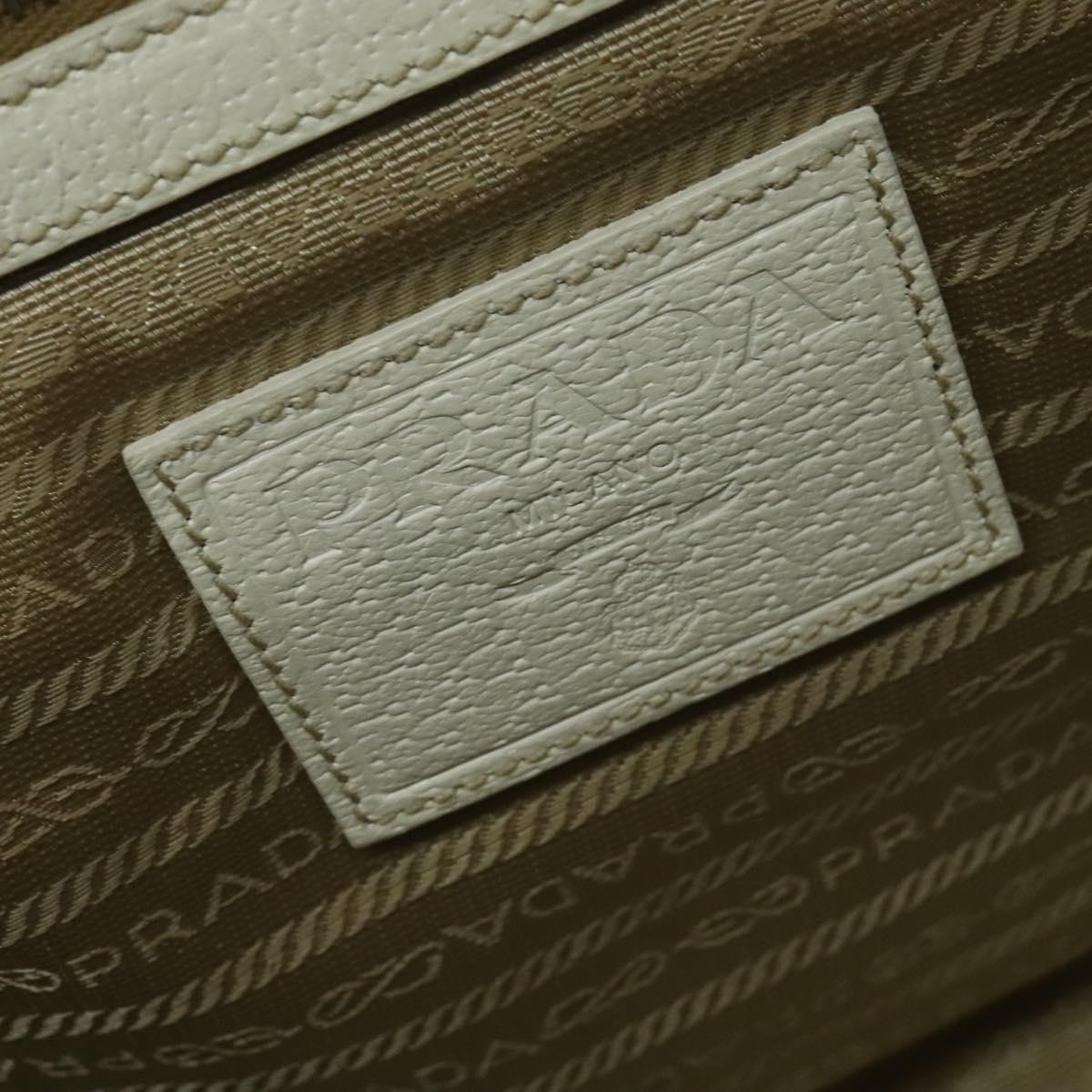 PRADA Shoulder Bag Canvas Silver White Auth fm4672