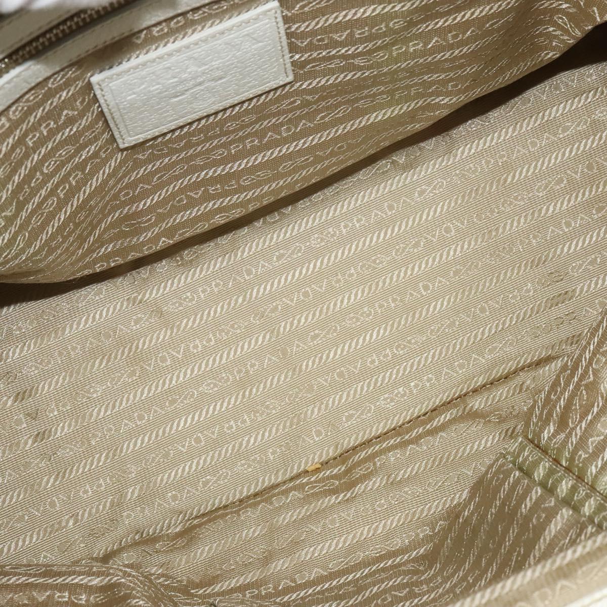 PRADA Shoulder Bag Canvas Silver White Auth fm4672