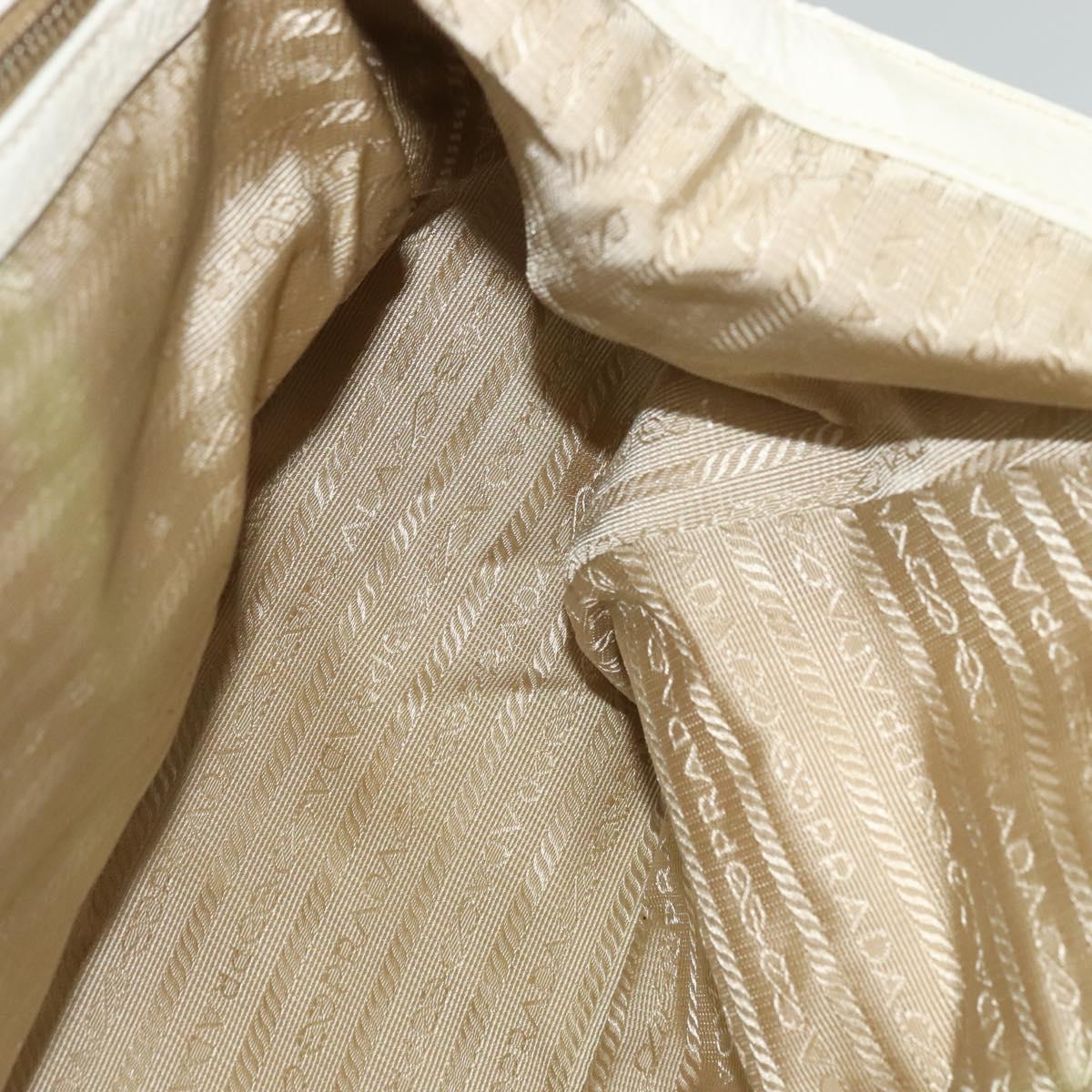 PRADA Shoulder Bag Canvas Silver White Auth fm4672