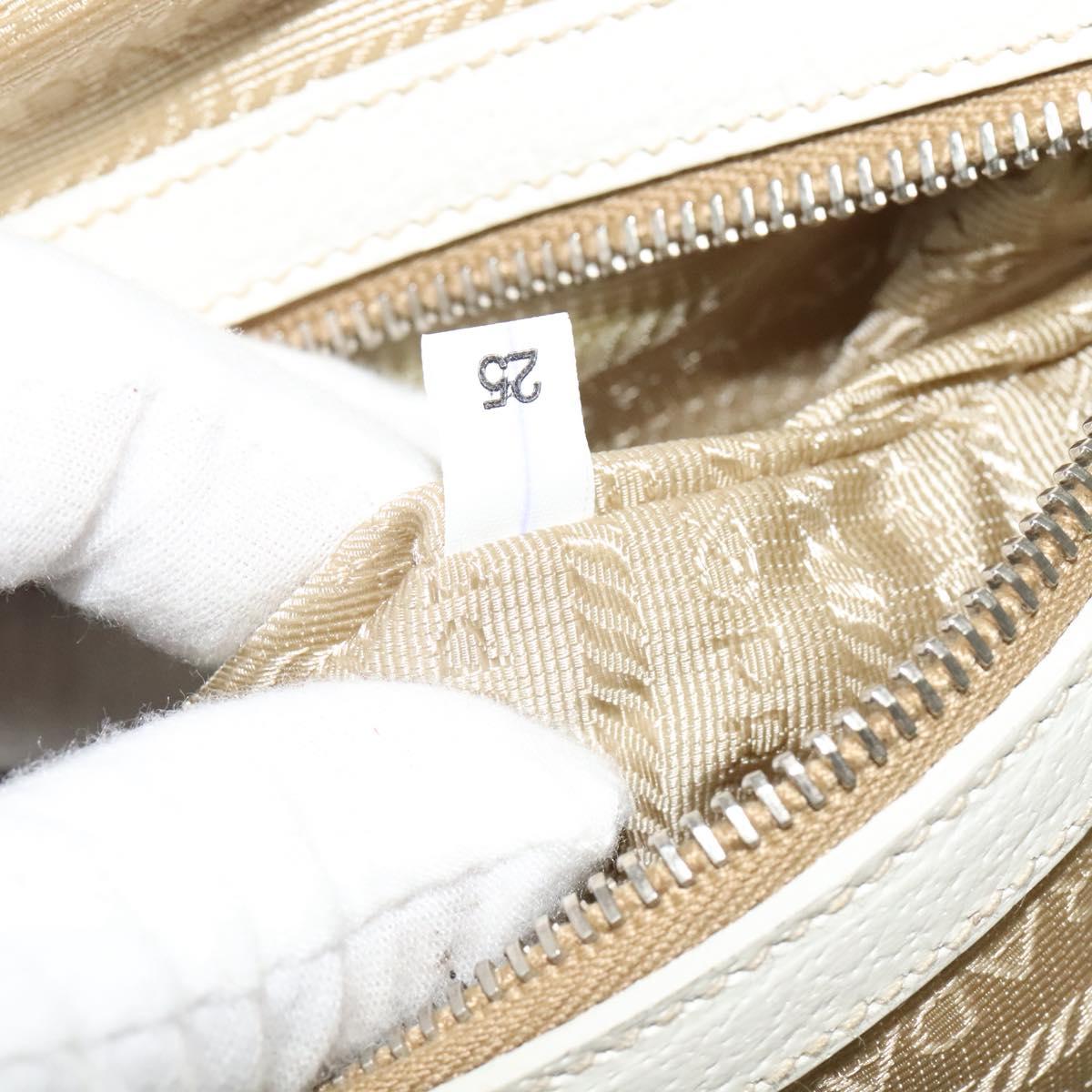 PRADA Shoulder Bag Canvas Silver White Auth fm4672