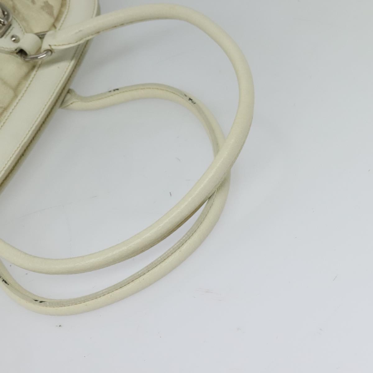 PRADA Shoulder Bag Canvas Silver White Auth fm4672