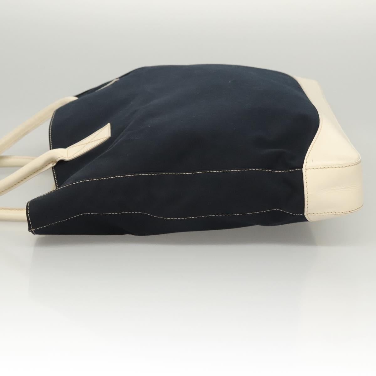FENDI Tote Bag Canvas Leather Navy Auth fm4675