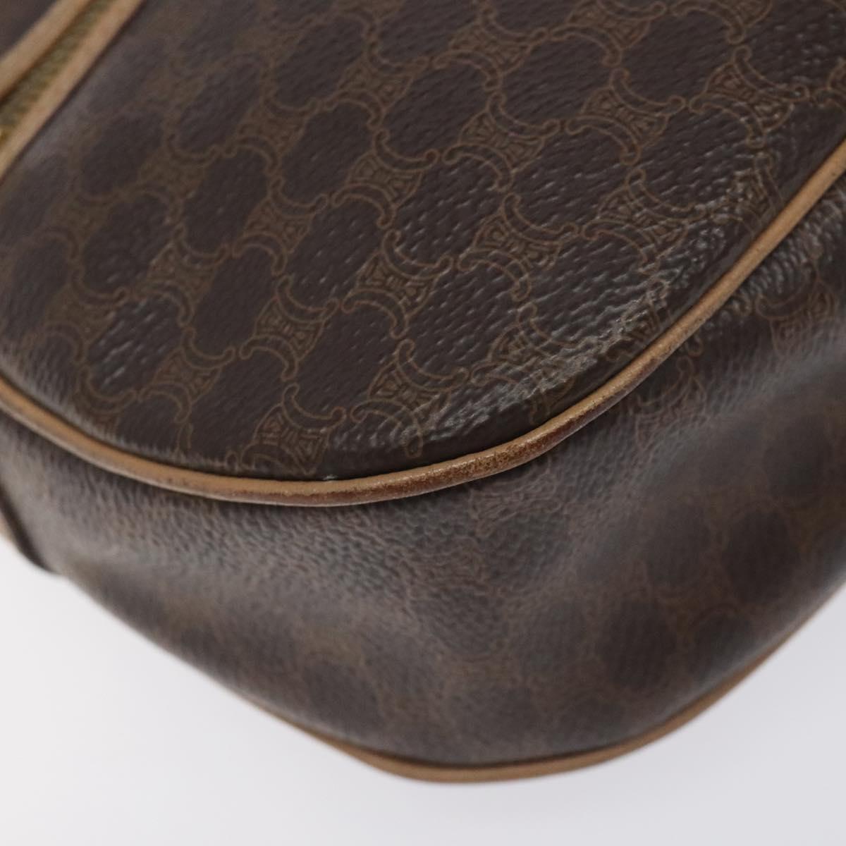 CELINE Macadam Canvas Shoulder Bag PVC Leather Brown Gold Auth fm4682