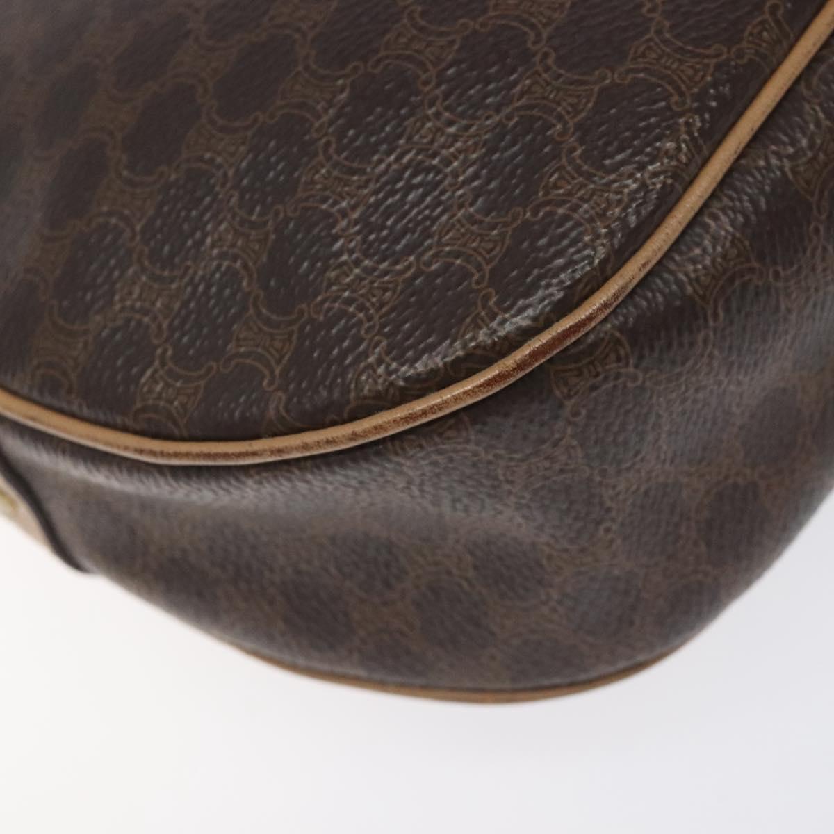 CELINE Macadam Canvas Shoulder Bag PVC Leather Brown Gold Auth fm4682