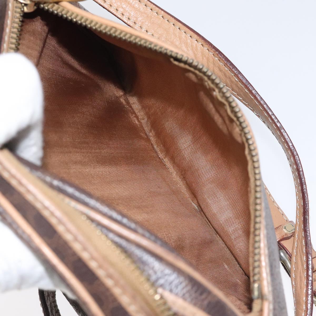 CELINE Macadam Canvas Shoulder Bag PVC Leather Brown Gold Auth fm4682